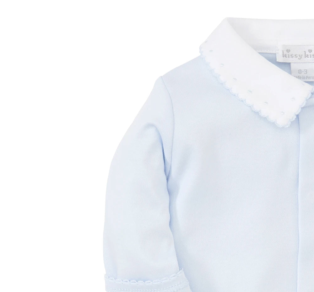Beginnings Footie W/Collar Light Blue