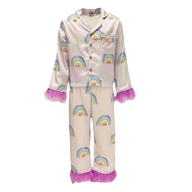 Rainbow Feather Trims Silky Set