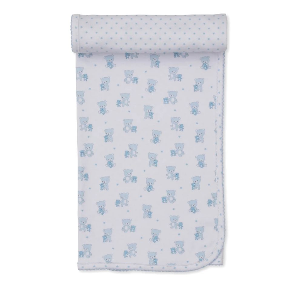 Teddy Bear Love-Reversible Blanket Light Blue