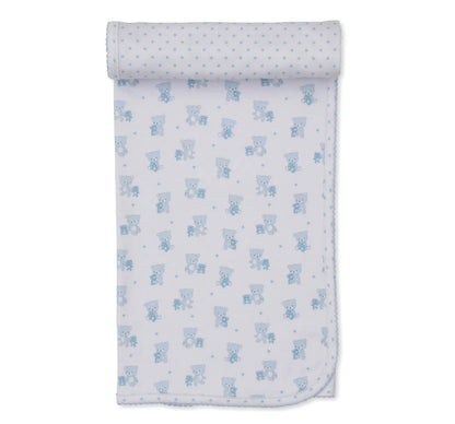 Teddy Bear Love-Reversible Blanket Light Blue