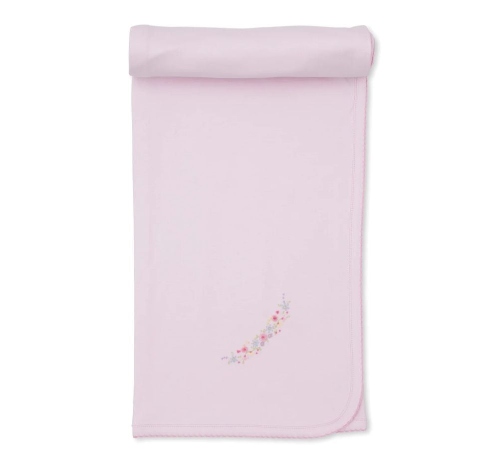 Pink Blanket w/ Hand Emb Premier Flowers & Vines
