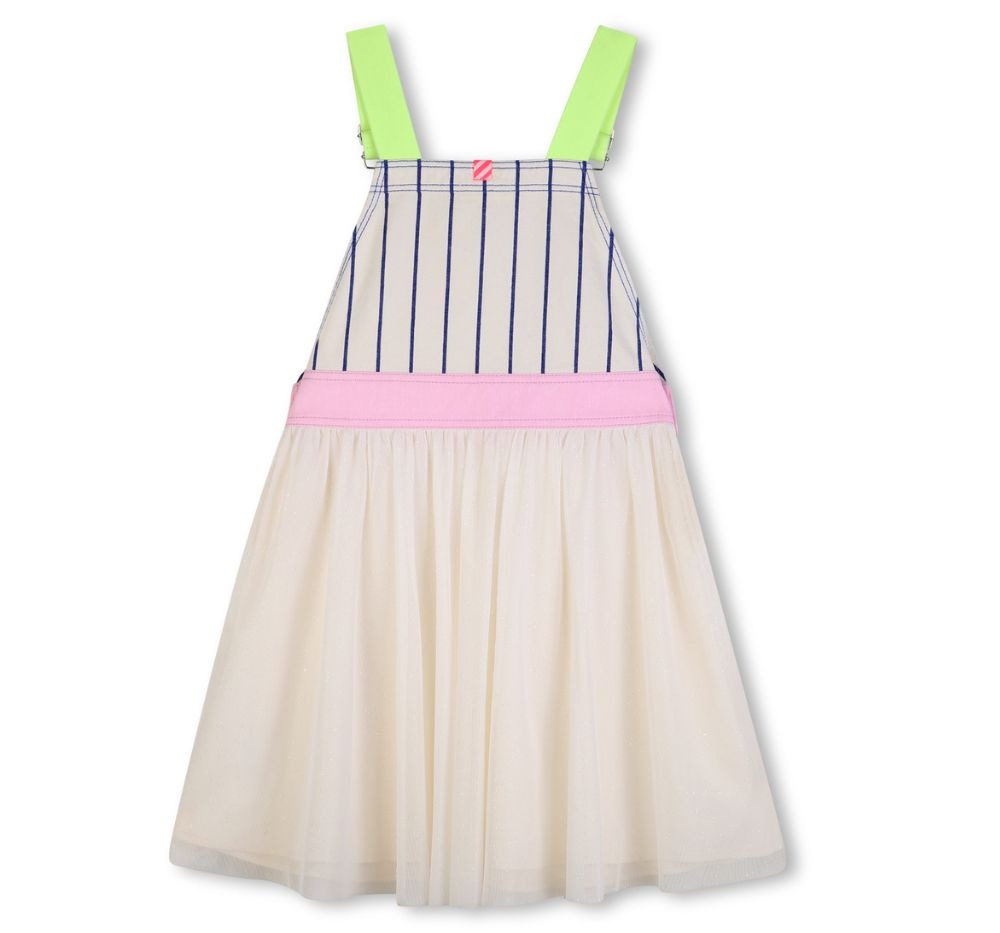 Bi-Material Overall Dress White