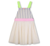 Bi-Material Overall Dress White