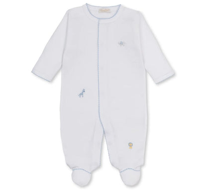 Footie W-Hand Emb Jungle Hang Out Wht-Lt.Blue