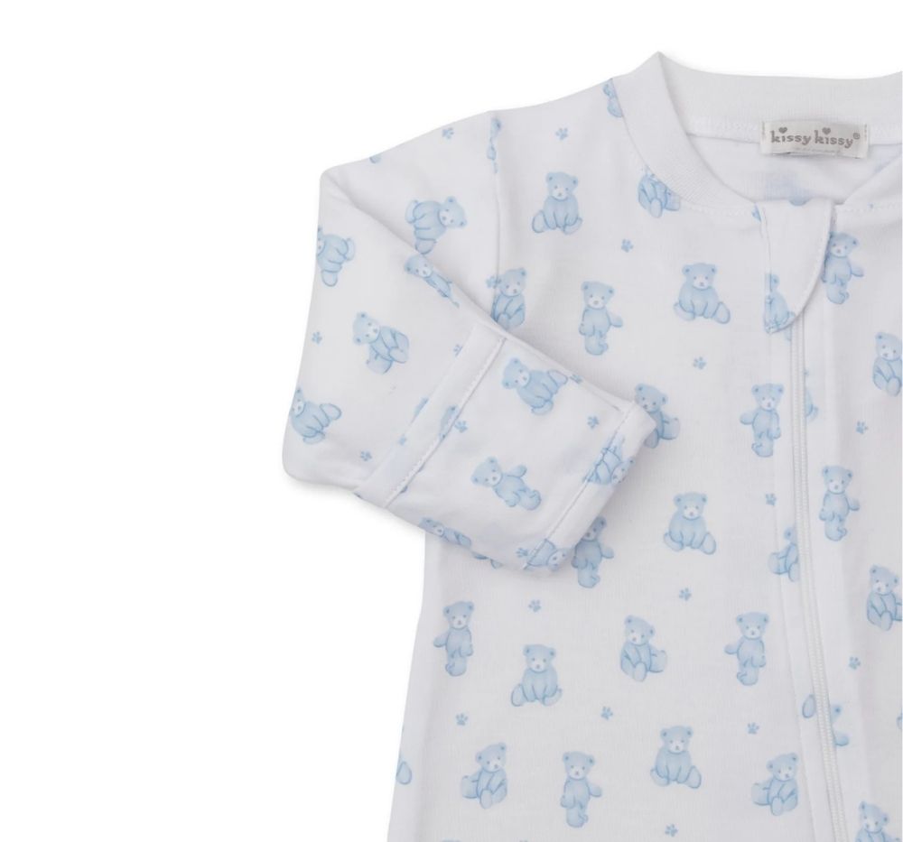 Footie W/Zip Teddy Bears Light Blue