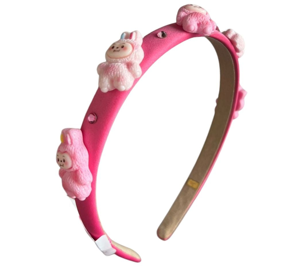Bu Charm Halo Crystallized Thin Satin Headband Pink