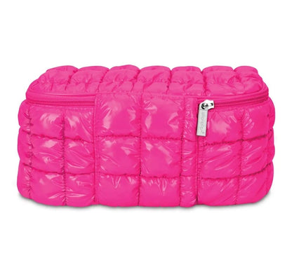 Hot Pink Shiny Puffer Cosmetic Case