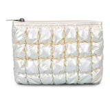 Pearl White Shiny Puffer Pouch