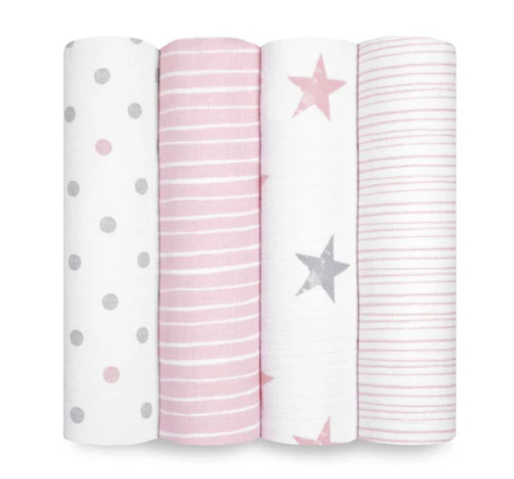 Classic Muslin Swaddles Blankets Doll 4 Pack