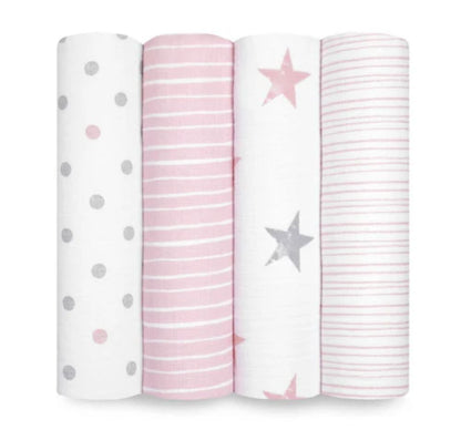Classic Muslin Swaddles Blankets Doll 4 Pack