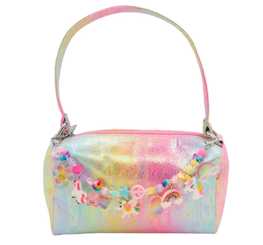 Tie Dye Galaxy Charm Link Bag With Crossbody Strap