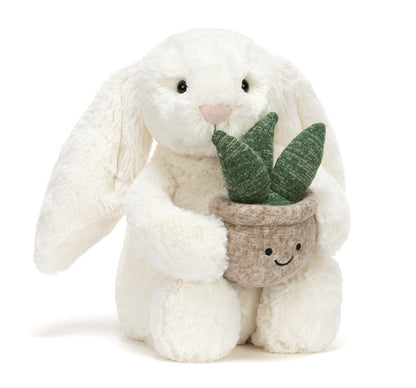 Cream Bunny With Plant