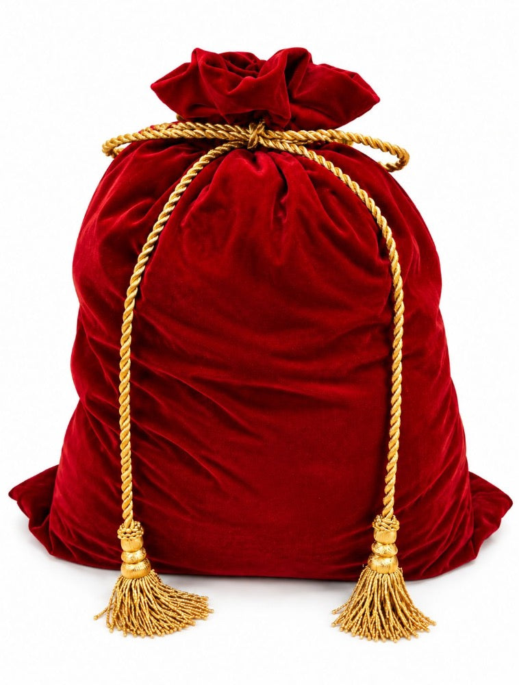 Costal Navideño Rojo Bordado Blanco