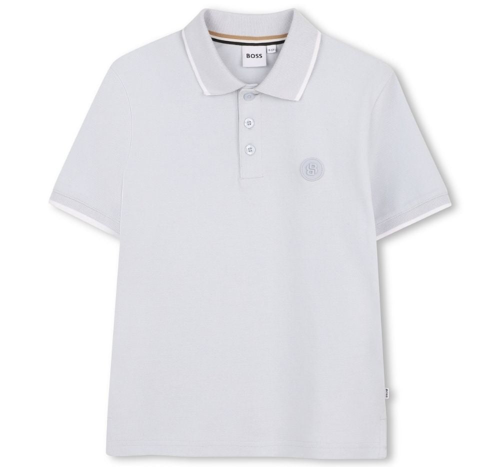 Polo Shirt With Tone-On-Tone Double Pale Blue