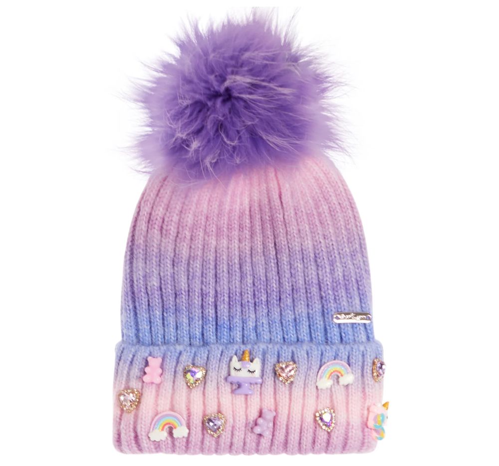Ombre Charm With Fur Pom Purple/Blue