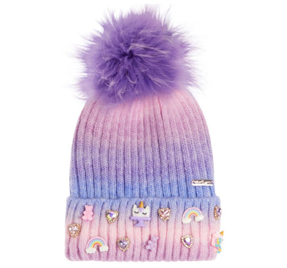Ombre Charm With Fur Pom Purple/Blue