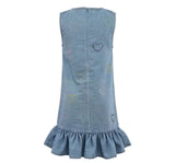 Crystal Rainbow Heart Denim Dress