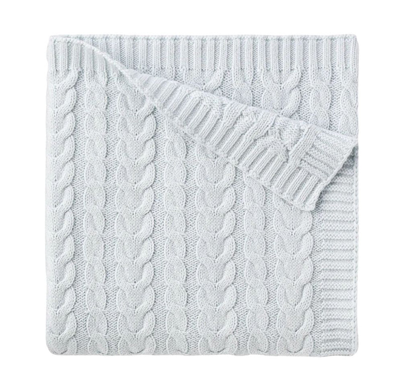 Pale Blue Horseshoe Cable Blanket