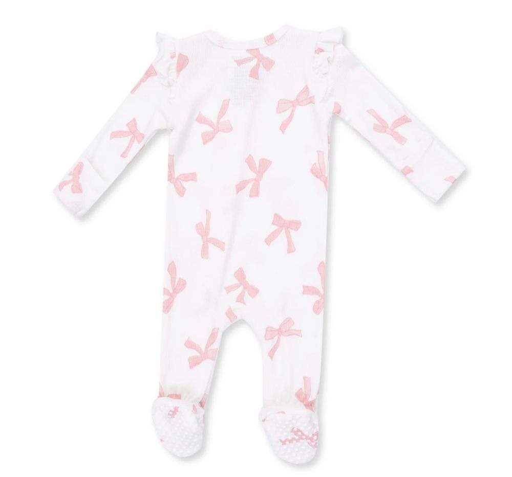 Pretty Bows 2 Way Ruffle Sleeve Zipper Footie