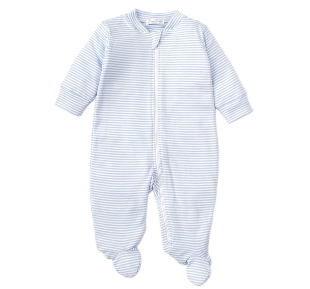 Stripes Footie w/ Zip Light Blue