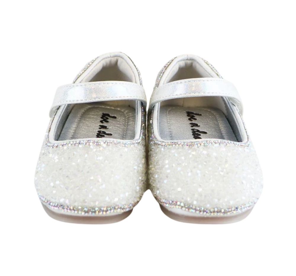 Clear Stone Flat Shoes Silver