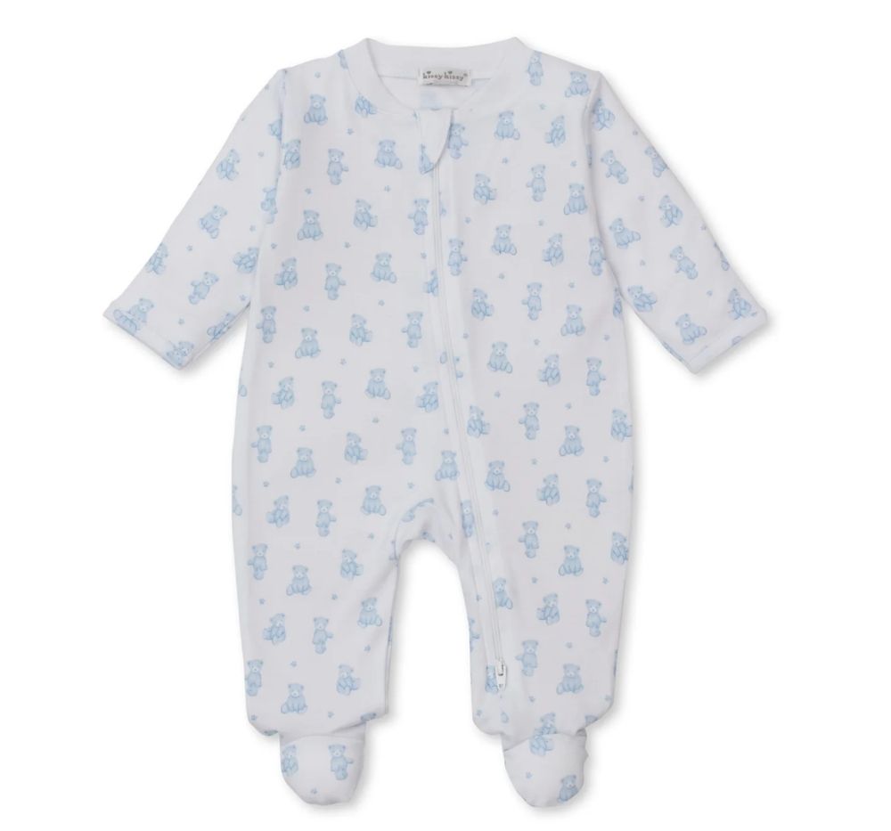 Footie W/Zip Teddy Bears Light Blue