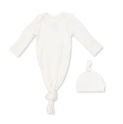 Solid Snow White Knotted Gown and Hat