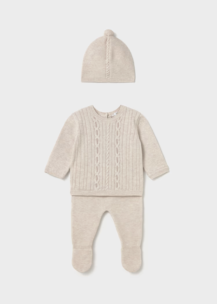 Conjunto Polaina & Gorro Tricot Milk Vigore