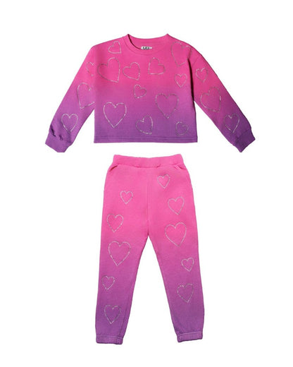 Sweatshirt & Pants Heart Pink
