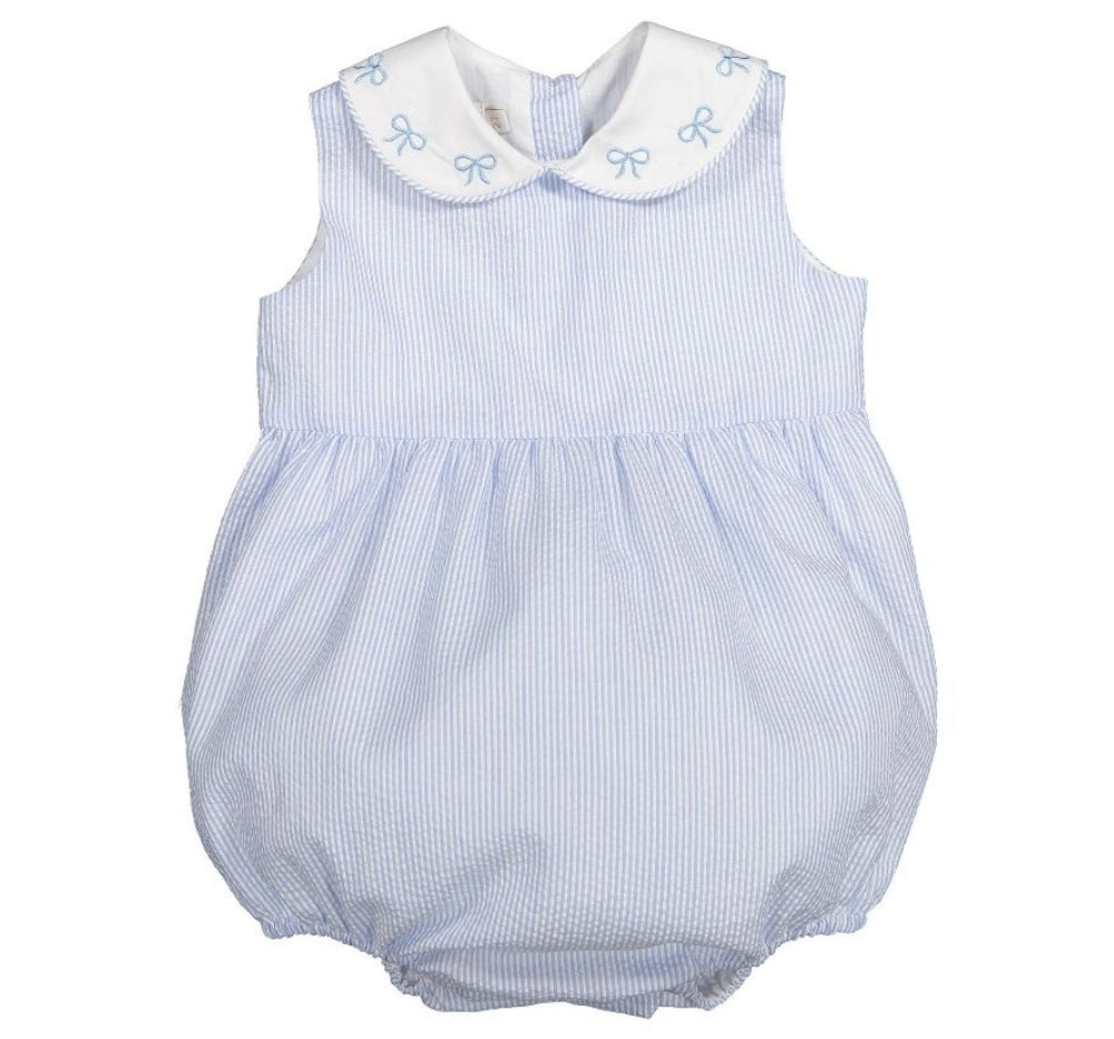Romper Blue Seersucker