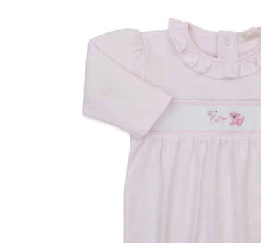 Footie W-Hand Emb Premier Puppy Paws Pink