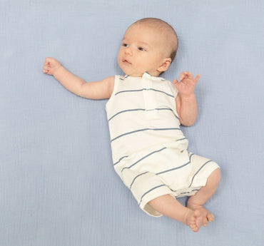 Vintage Stripe Henley Shortie Romper