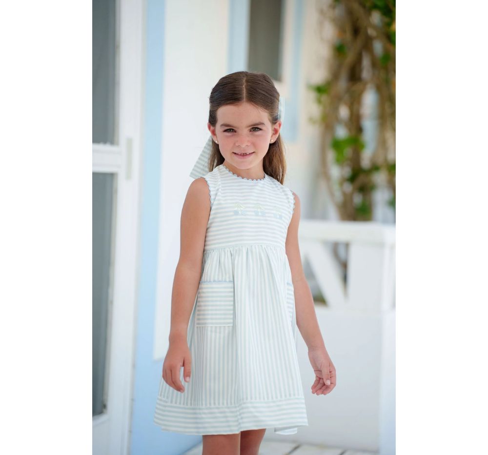 Blue Cherries Stripes Dress