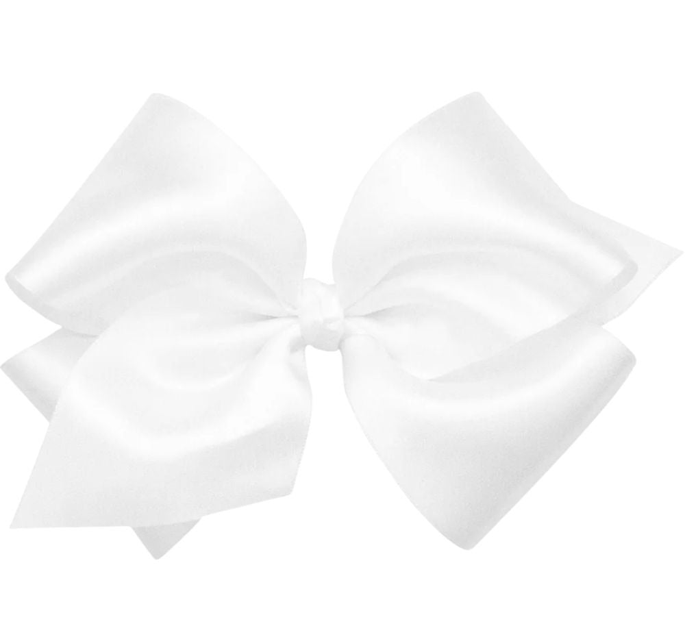 King French Satin Bsc Bow W/Kw White