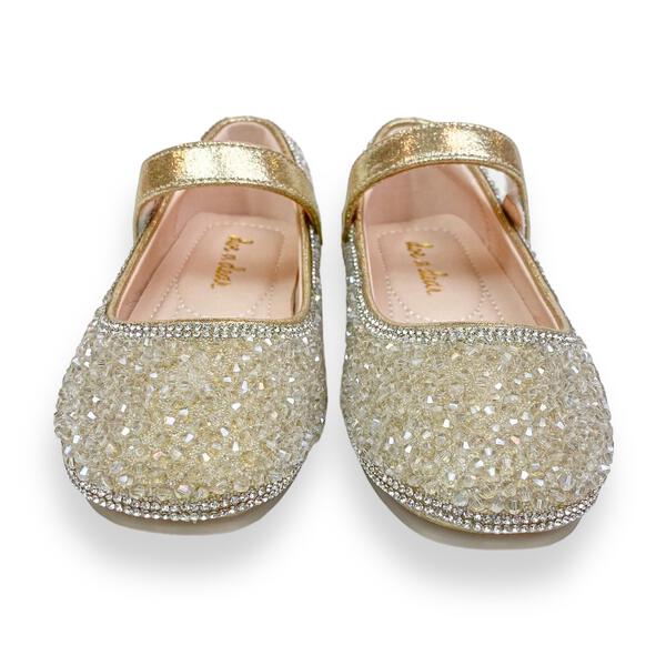 Bead Stone Flat Shoes Lt. Gold Small