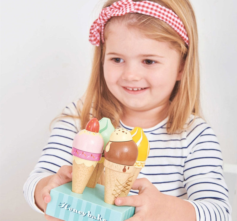 Wooden Ice Cream Cones Set 4