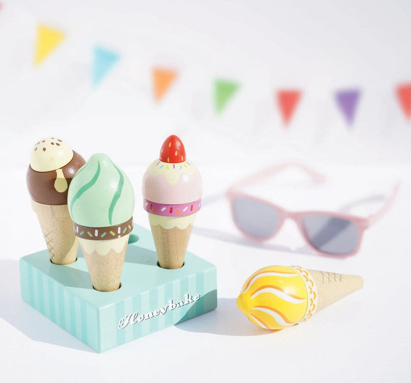 Wooden Ice Cream Cones Set 4