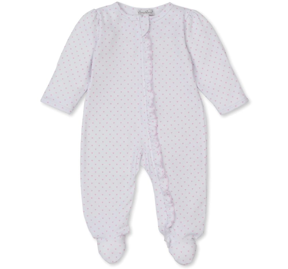 Teddy Bear Love-Footie w/ Zip Pink