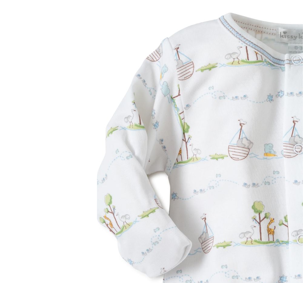 Noahs Print Footie Light Blue