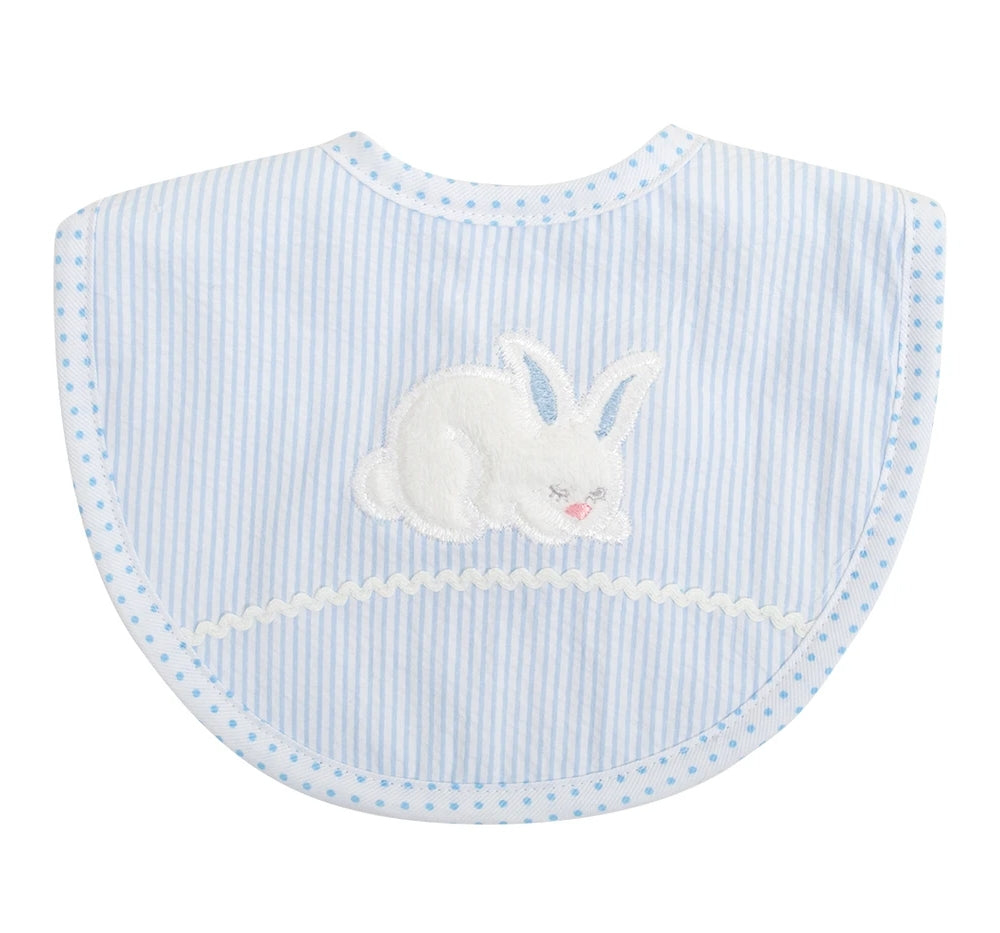 Blue Bunny Medium Apliqued Bib