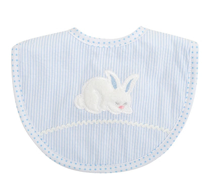 Blue Bunny Medium Apliqued Bib