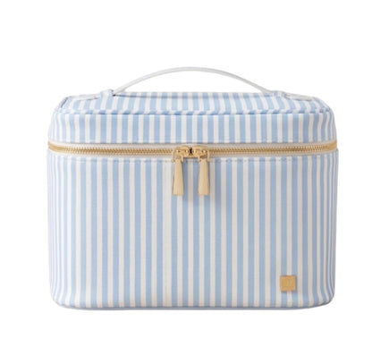 Stripe Blue Luxe Vanity Train Case