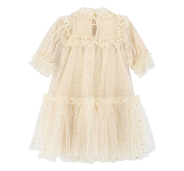 Myrtisa Holographic Heart Tulle Dress Biscuit