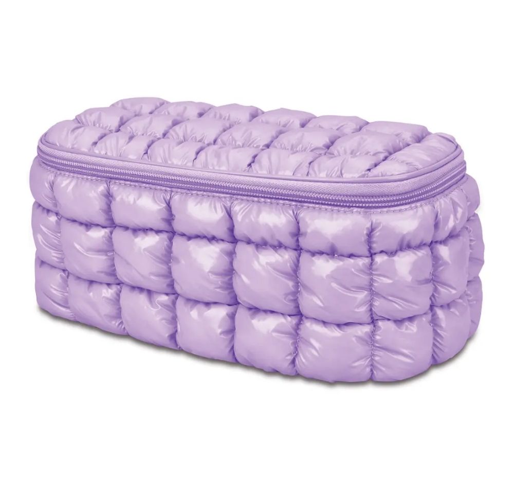 Lavender Shiny Puffer Cosmetic Case