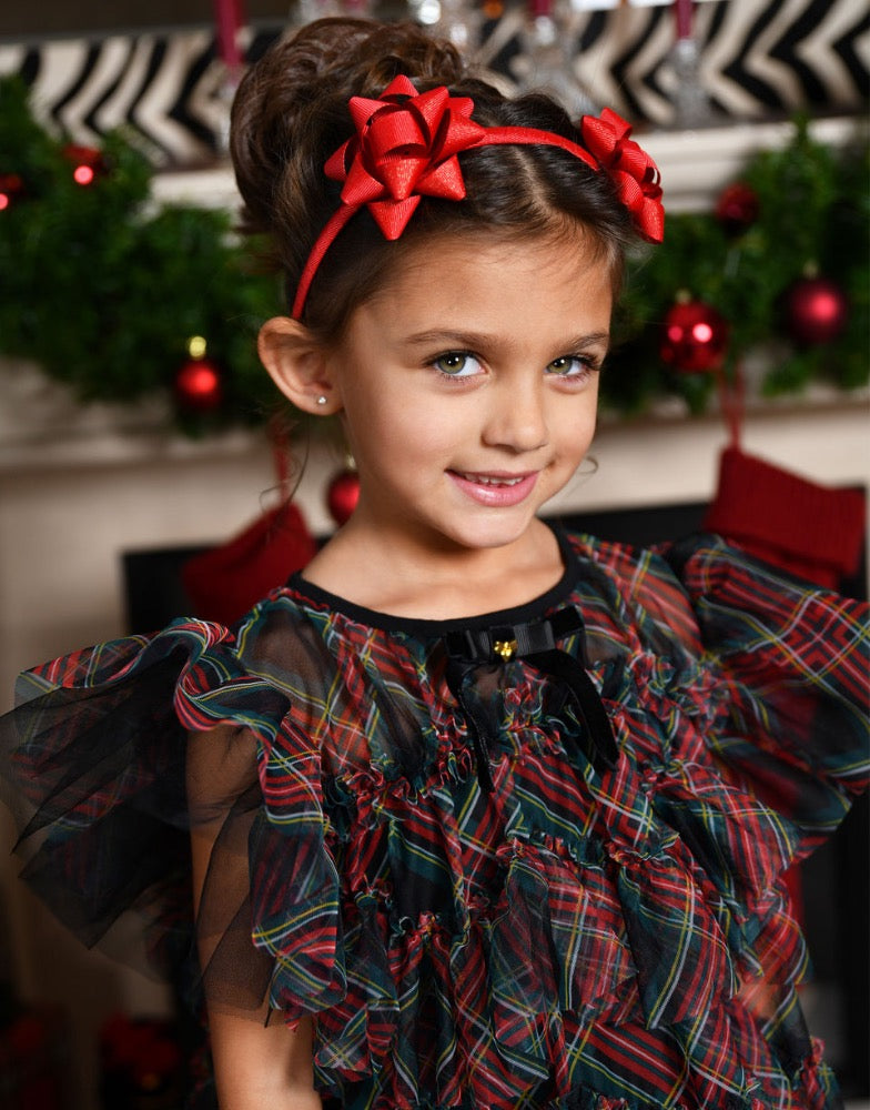 Etta Tartan Tiered Dress Black Tartan