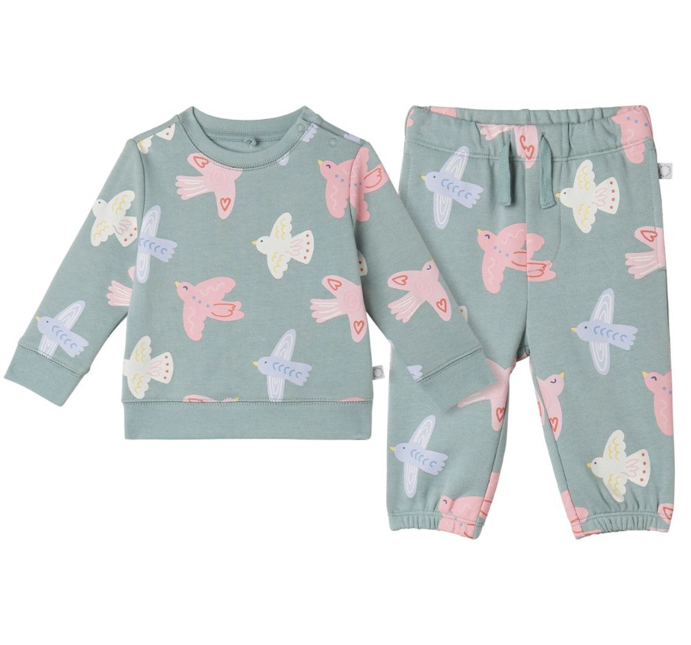 Baby Girl Birds Tracksuit Sage