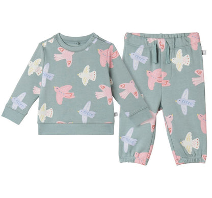 Baby Girl Birds Tracksuit Sage