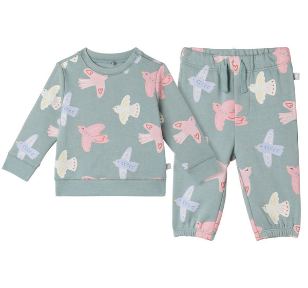 Baby Girl Birds Tracksuit Sage