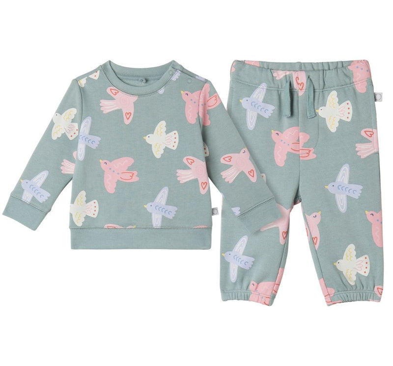 Baby Girl Birds Tracksuit Sage