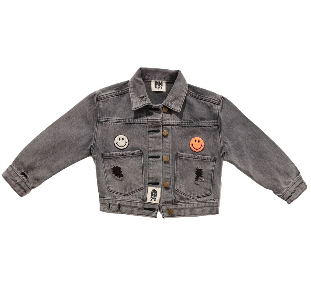 Patched Denim Jacket Black